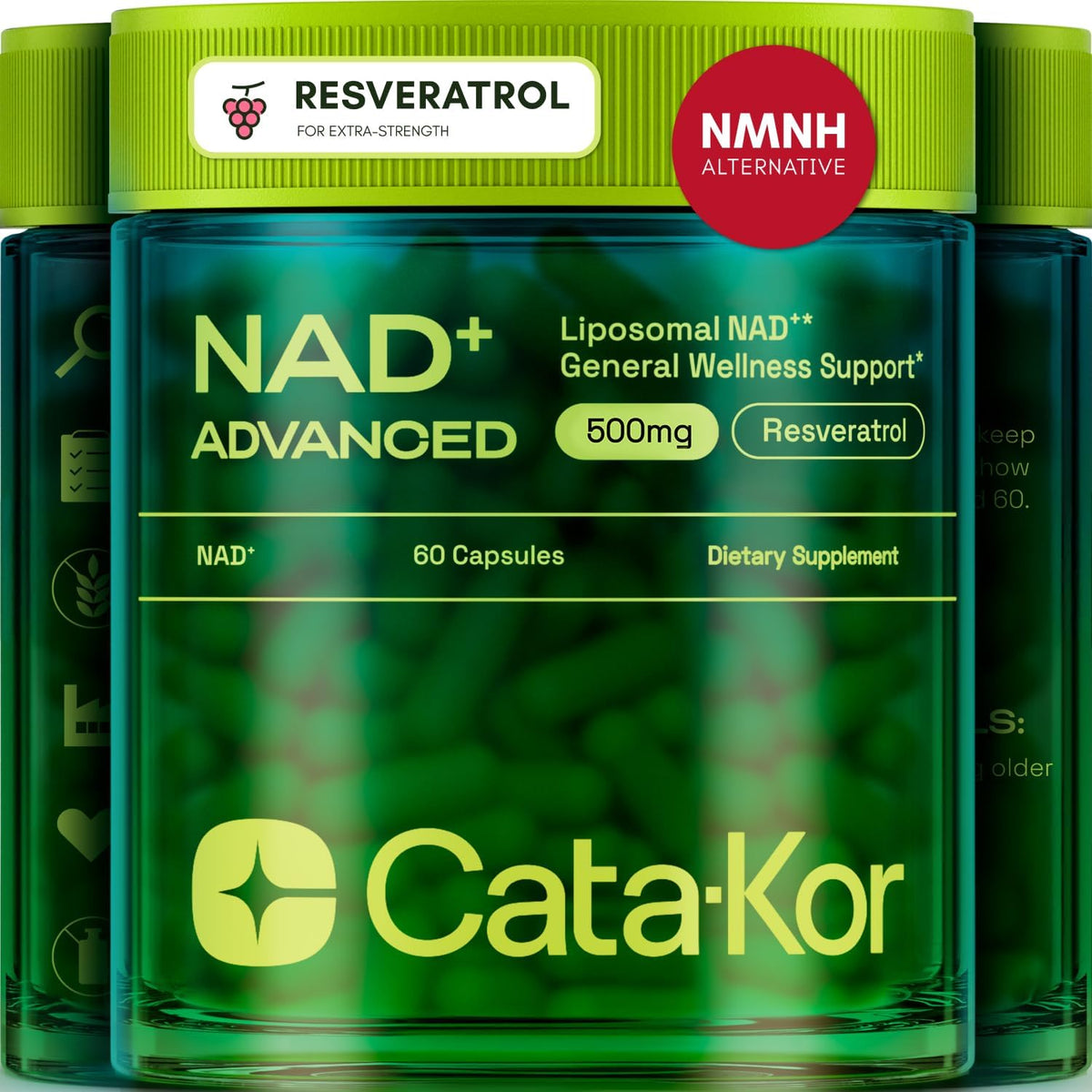 Liposomal NAD+ Resveratrol | 30-Day Supply – Third-Party Tested – 60 Capsules – Advanced NAD+ Supplement