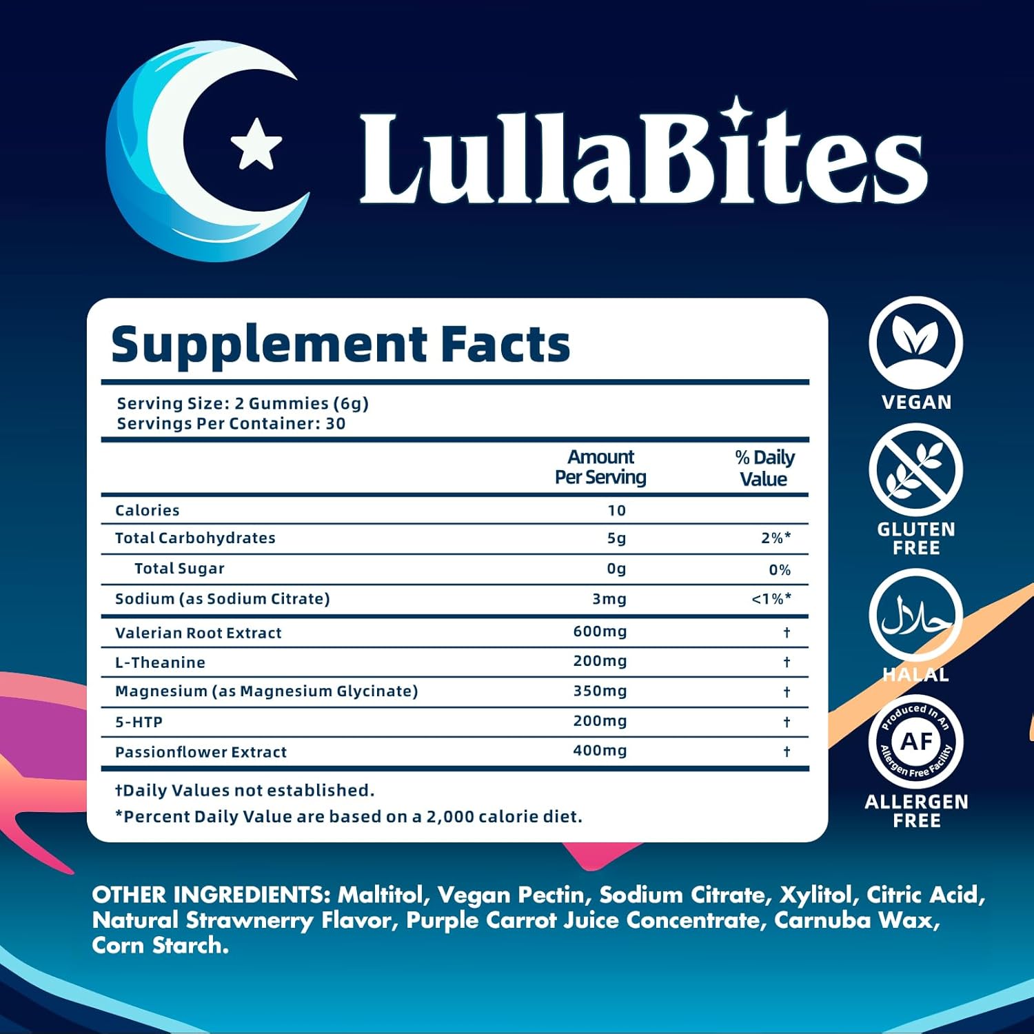 Natural Sleep Gummies - Made in USA - With 5-HTP, L-Theanine, Magnesium & Valerian Root - Melatonin Free - Vegan - Halal - Sugar, Gluten Free - Sweet Strawberry - 60 Gummies - 30 Servings