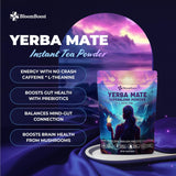 Yerba Mate Instant Tea Powder | Yerba Mate, Ashwagandha, Lion’s Mane, Chlorophyll, Peach Mango Flavor – 11.6 oz (30 Servings) – Sugar-Free, Gluten-Free, Superfood Energy & Focus Blend